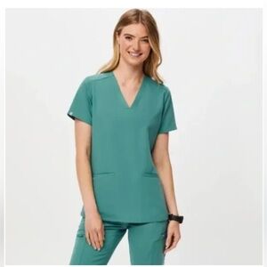 FIGS Casma Three‎ Pocket V-neck Scrub nursing medical Top Teal Size XS NWTs